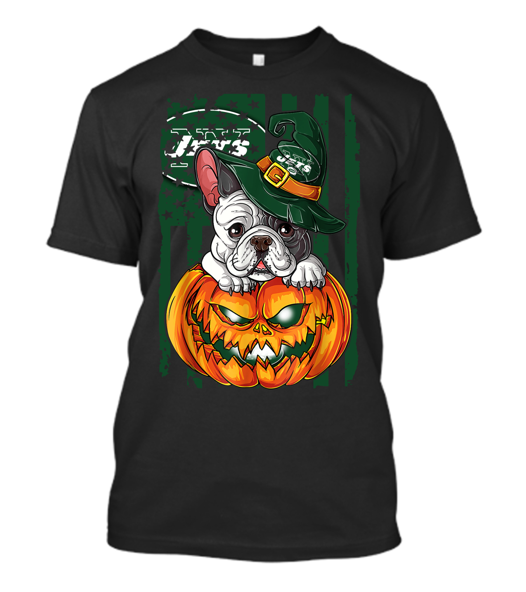 Hlw Bulldog New York Jets Halloween Pumpkin Wizard T-Shirt