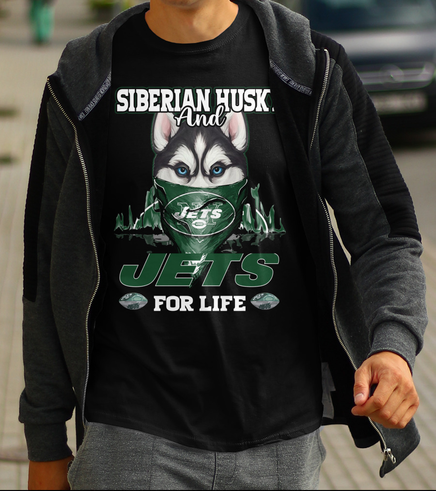 Siberian Husky And Jets For Life T-Shirt