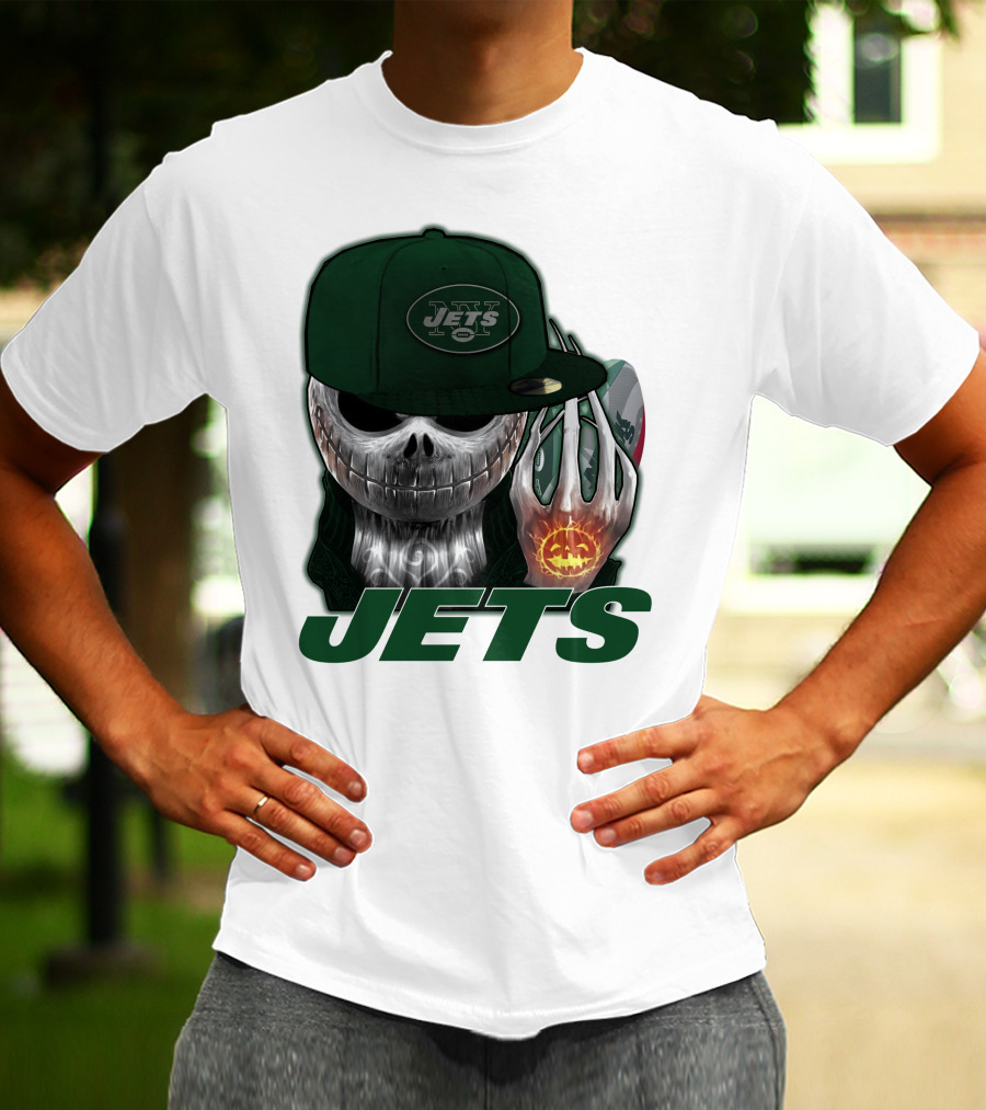 Jets Jackskull Halloween Football Fanatic T-Shirt