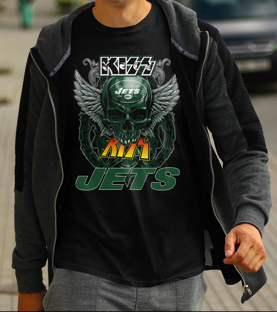 Kiss Jets Skull Wings Chains T-Shirt