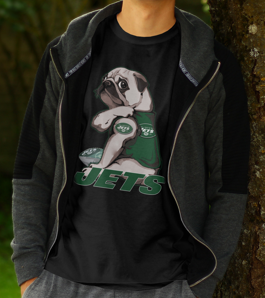 Pug Jets New York Football Fan T-Shirt