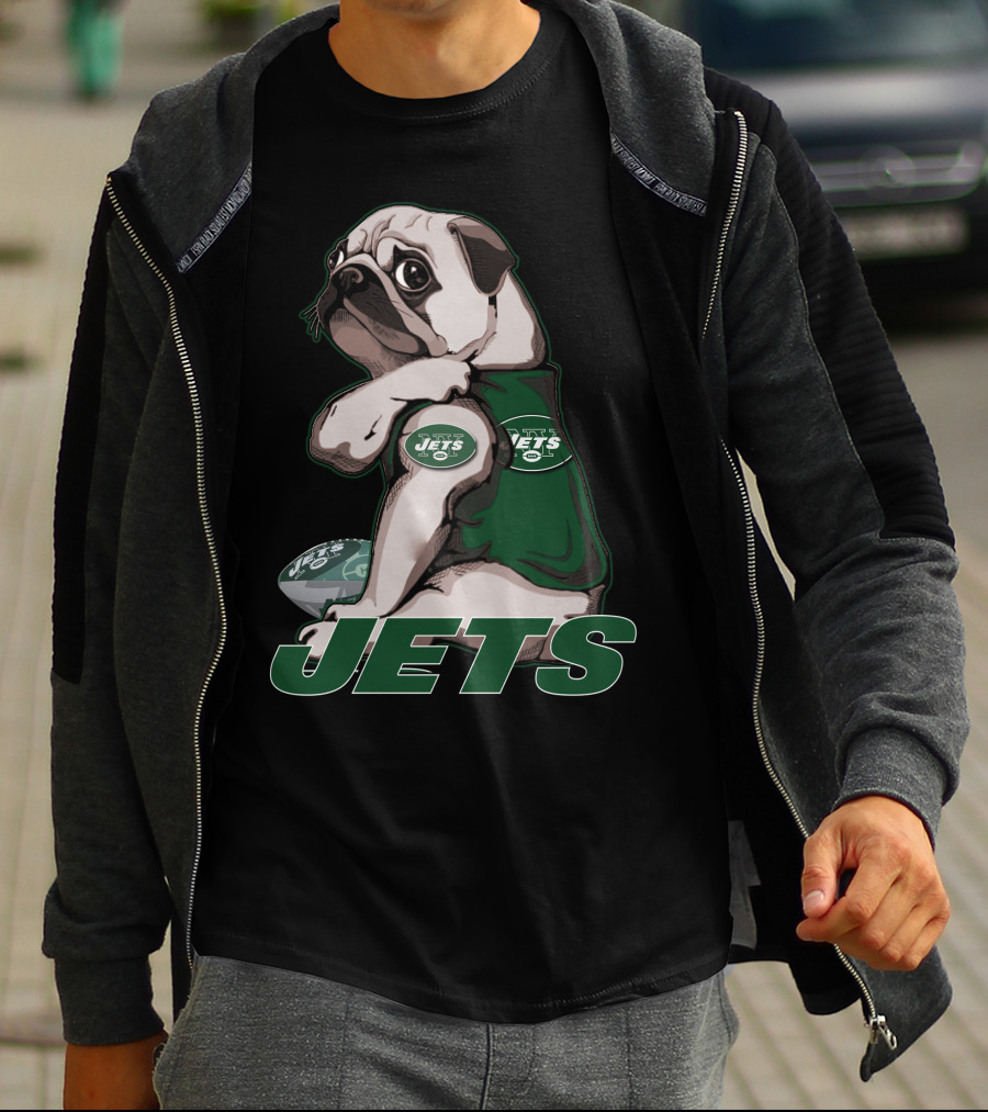 Pug Jets New York Football Fan T-Shirt