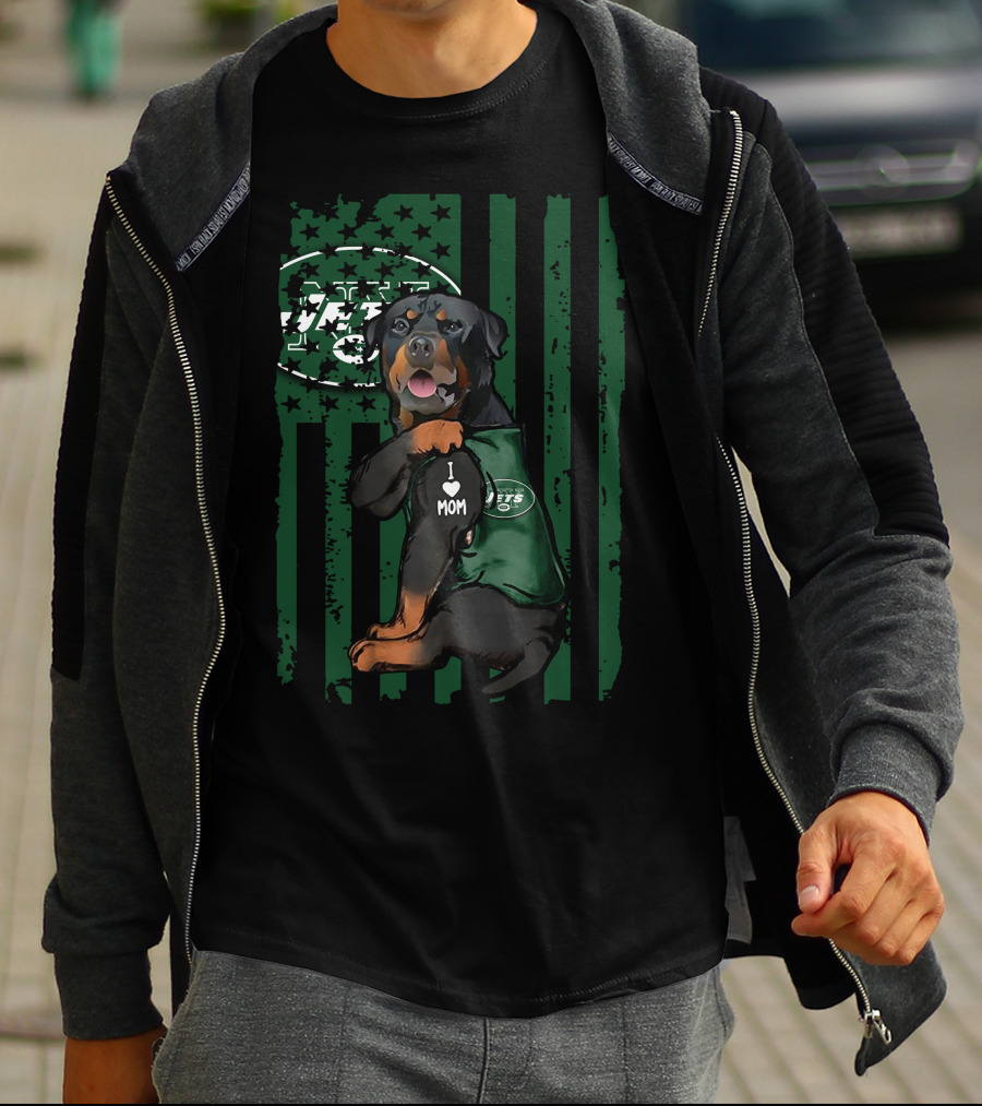 Rottweiler I Love Mom New York Jets Fan Gear T-Shirt