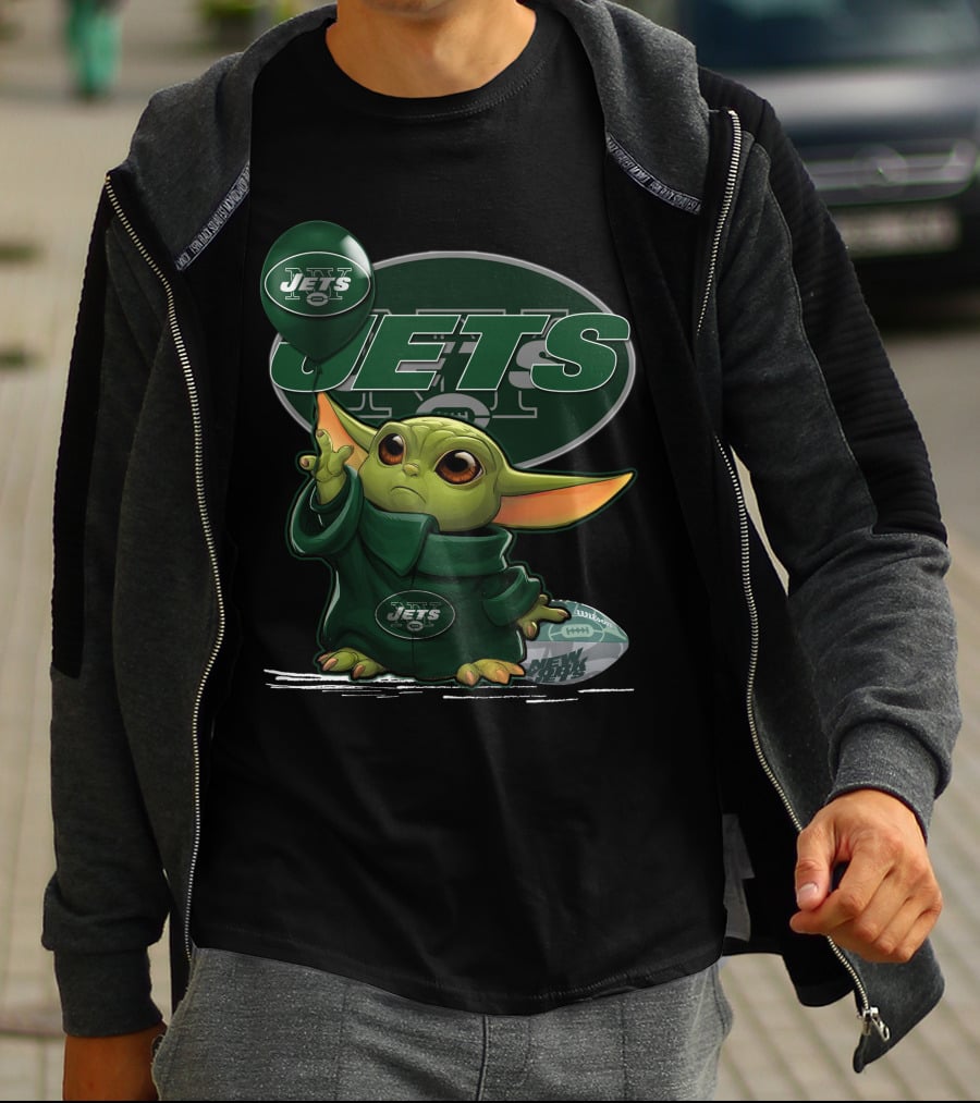 Yoda V1 New York Jets Football Yoda Balancing Jets Logos T-Shirt