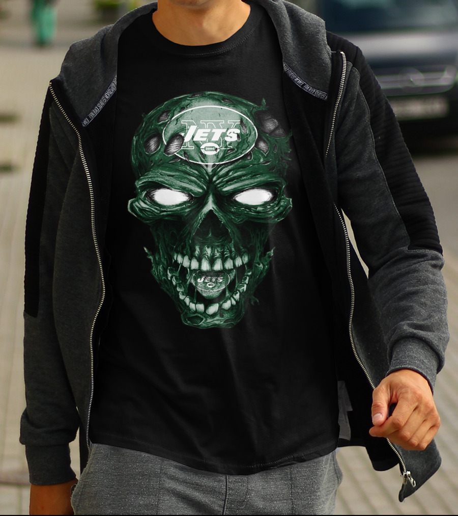 Skull V2 Jets New York NFL T-Shirt