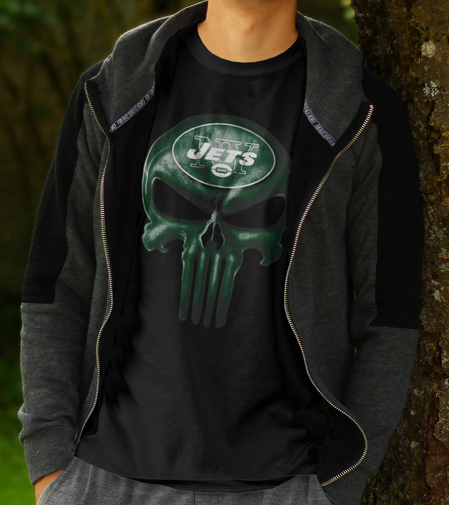 Skull V3 New York Jets NFL Logo Fusion T-Shirt