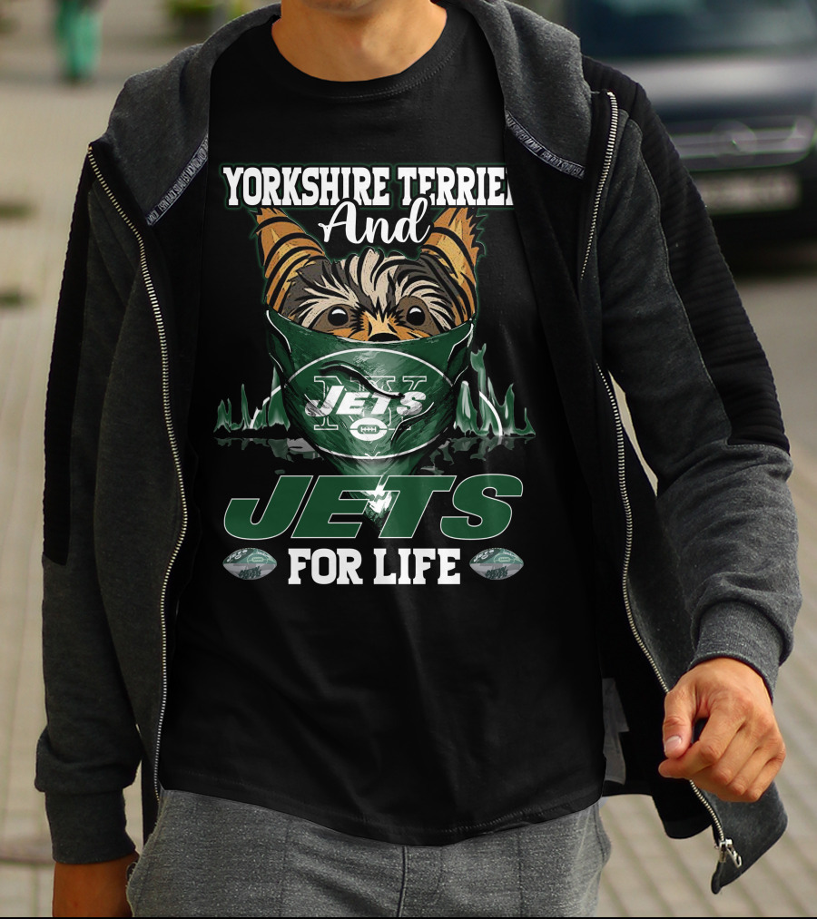 Yorkshire Terrier And Jets For Life New York Jets T-Shirt