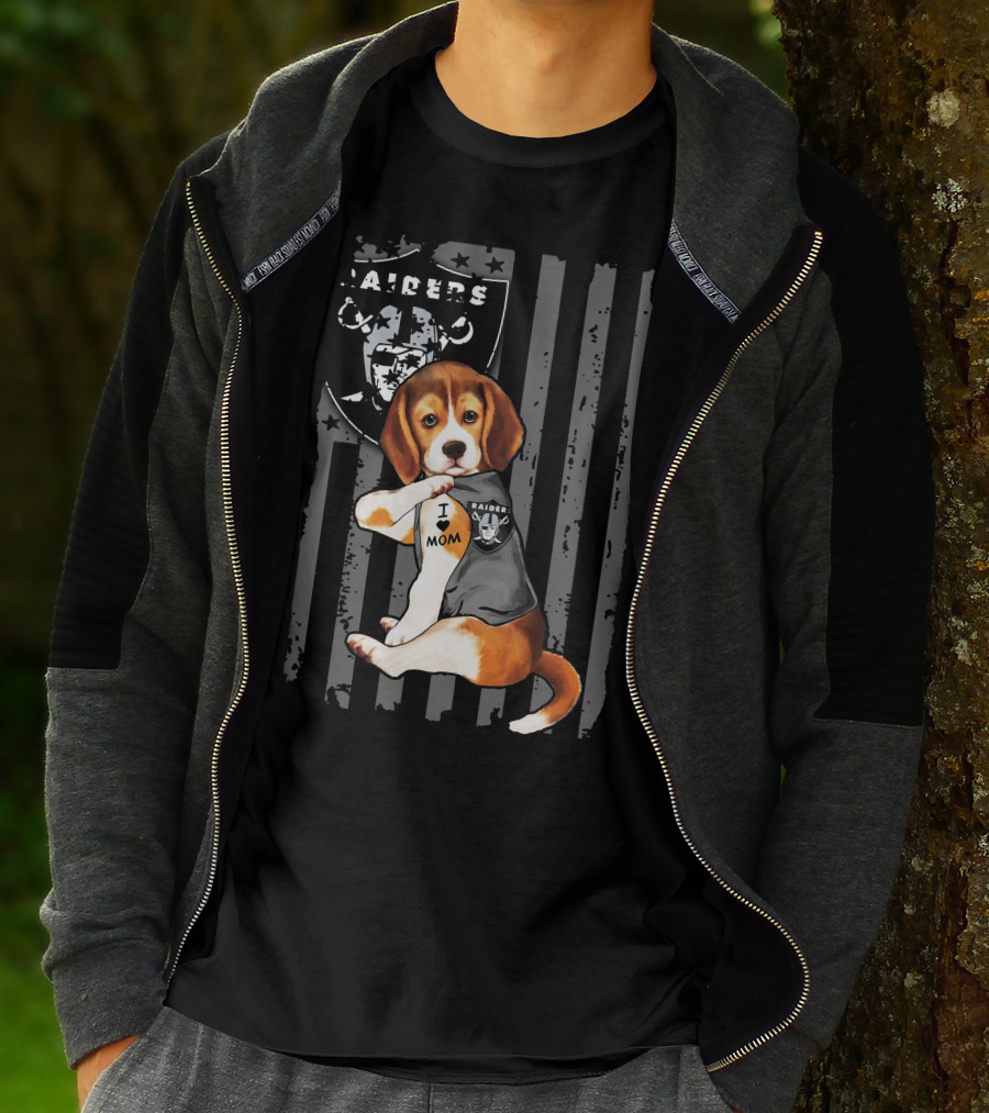 Beagle Raiders I Love Mom NFL Fan T-Shirt