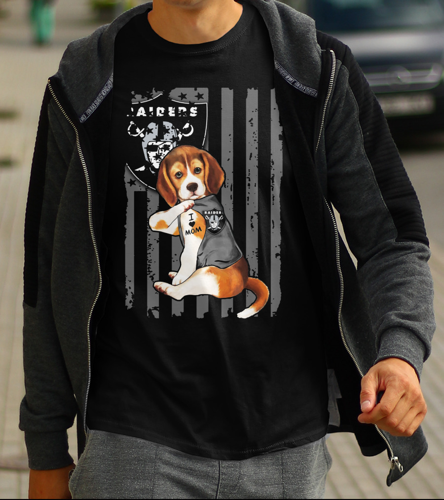 Beagle Raiders I Love Mom NFL Fan T-Shirt