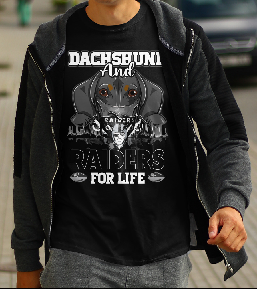 Dachshund And Raiders For Life With Raider Symbol And Helmet T-Shirt