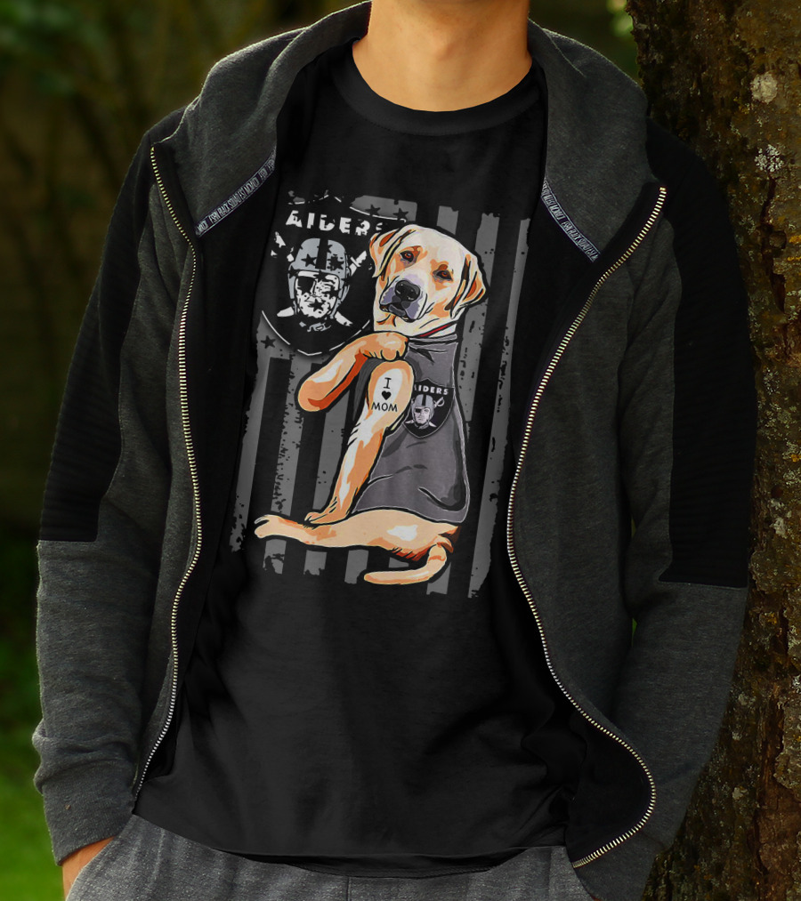 Labrador Retriever I Love Mom With Raiders Shield T-Shirt