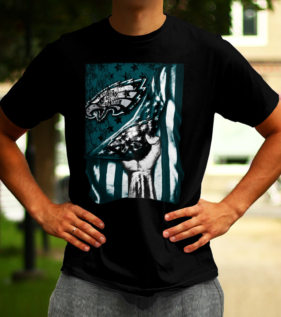 Philadelphia Eagles American Flag Fist Emblem T-Shirt