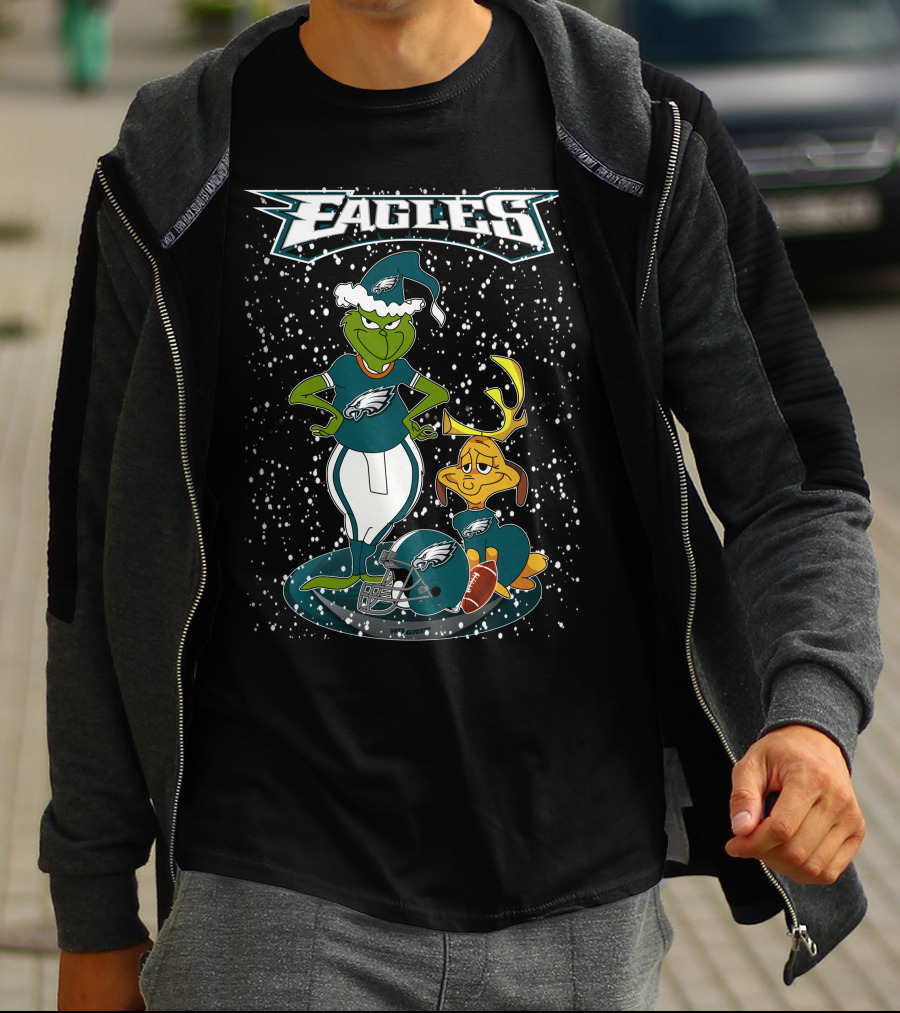 Philadelphia Eagles Grinch Christmas Football Fan Gear T-Shirt