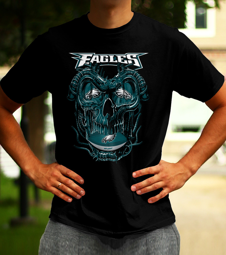 Philadelphia Eagles Dragonskull Fusion With Iconic Football Elements T-Shirt