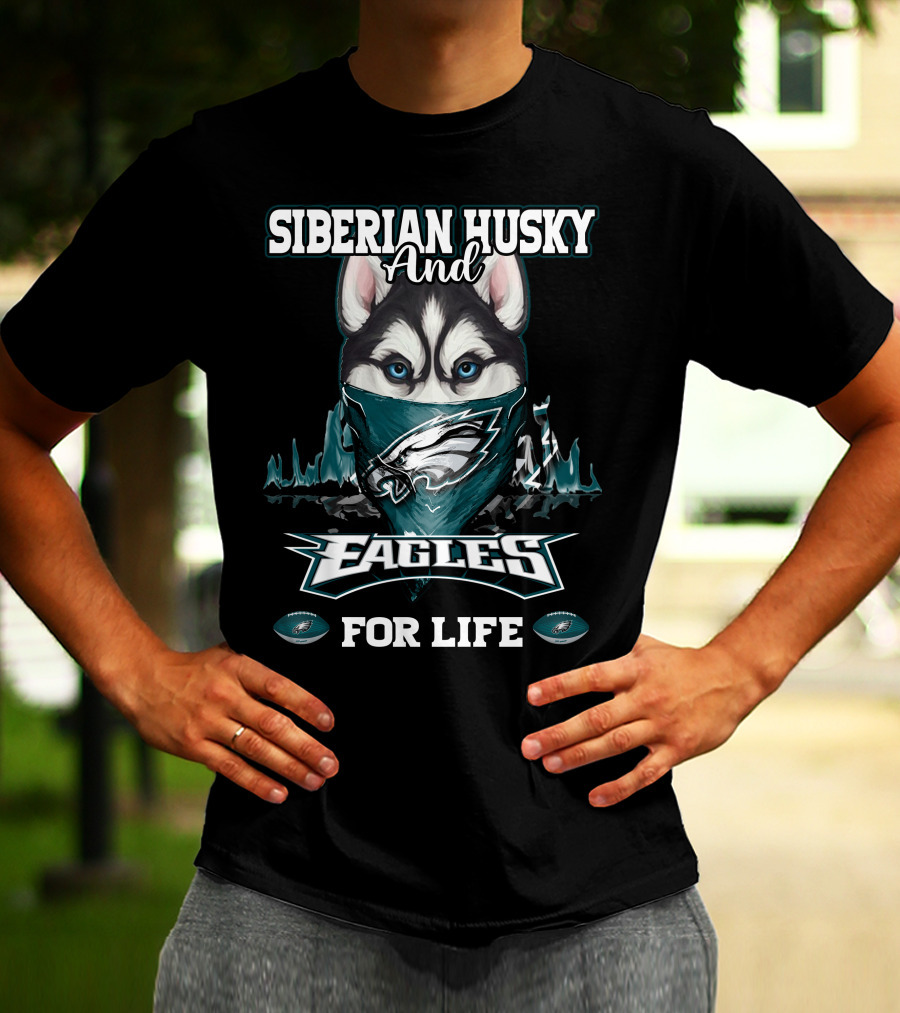 Siberian Husky And Eagles For Life T-Shirt
