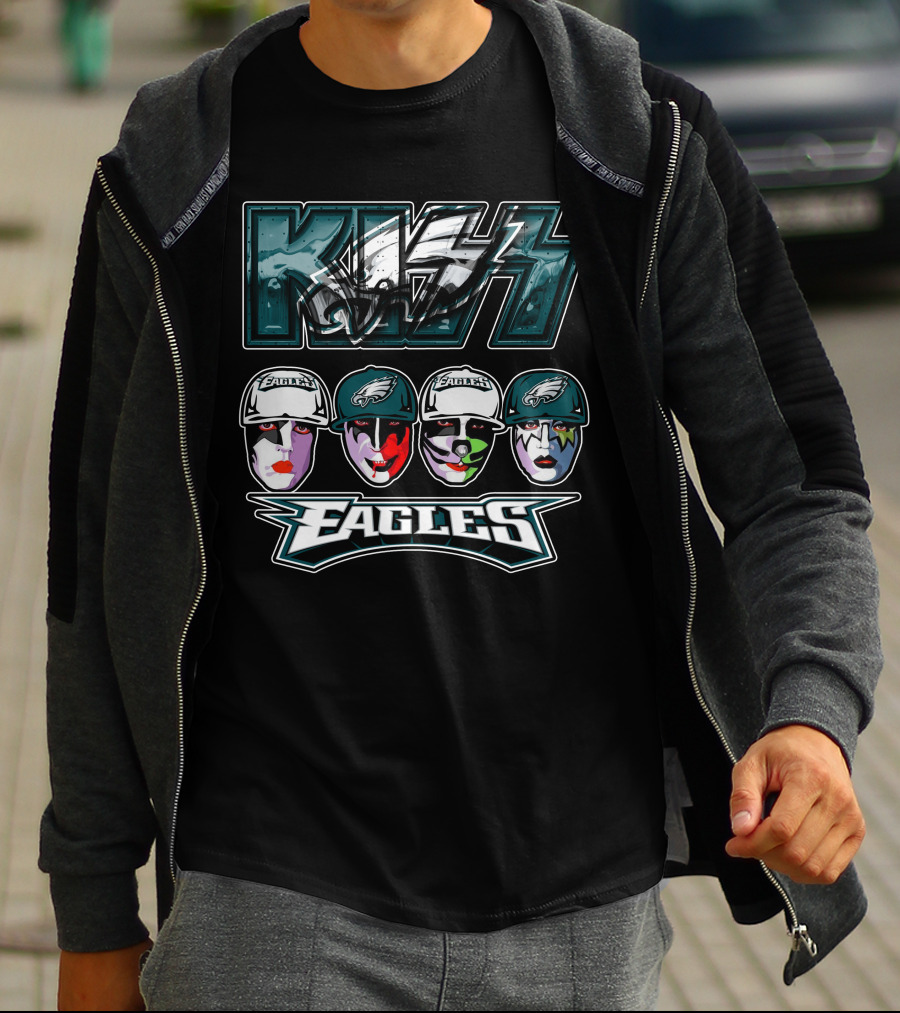 Kiss Band Meets Philadelphia Eagles Face Paint Fans T-Shirt