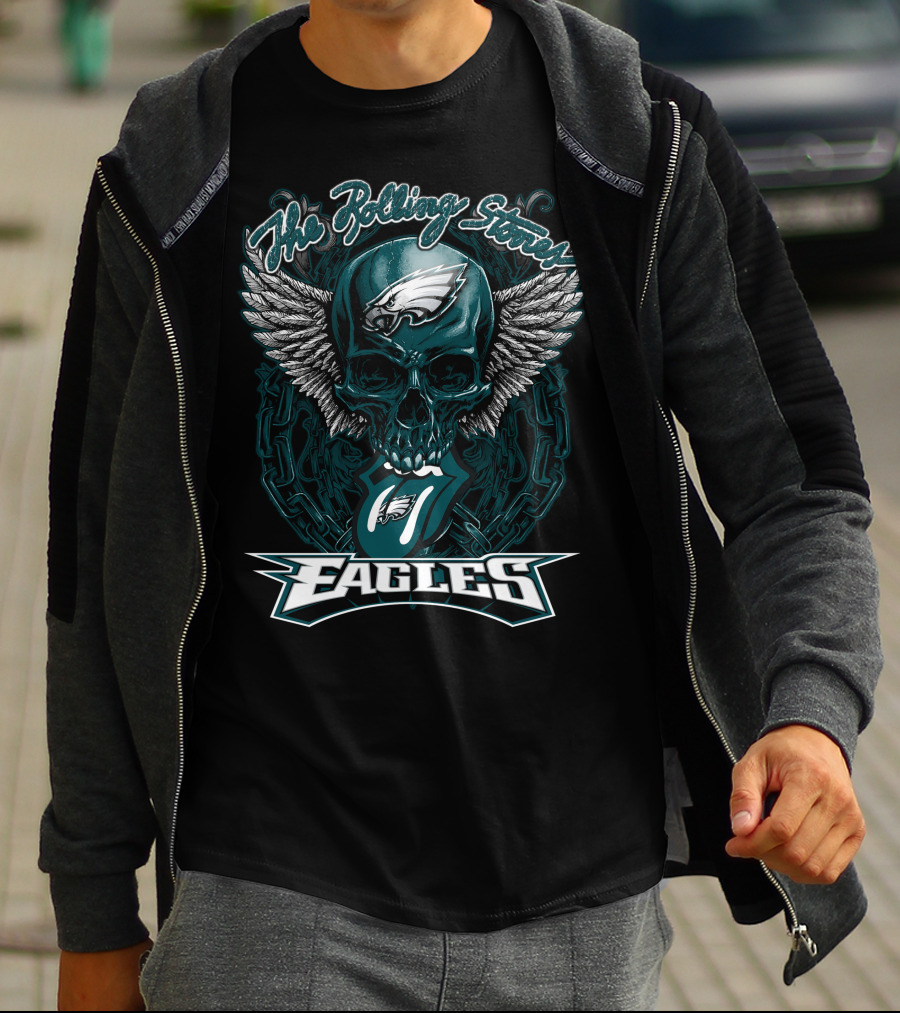 The Rolling Stones Eagles Skull With Wings And Philadelphia Eagles T-Shirt