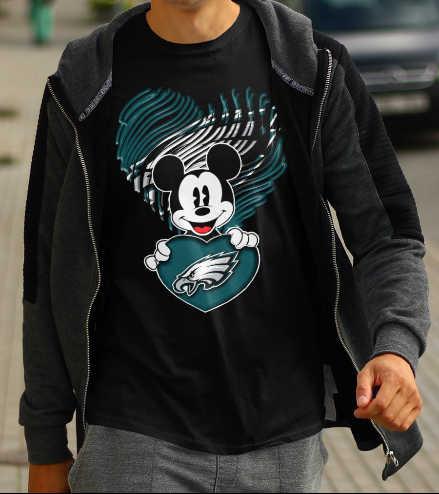 Philadelphia Eagles Heart Mickey Mouse T-Shirt