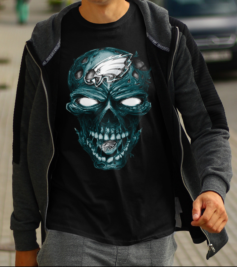 Skull V2 Philadelphia Eagles Zombie Face T-Shirt
