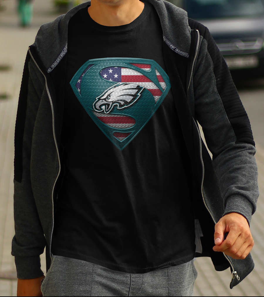 Philadelphia Eagles American Flag Superman T-Shirt