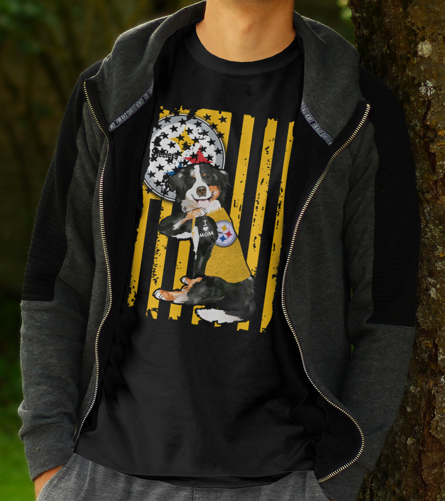 Border Collie Steelers I Love Mom Pittsburgh T-Shirt