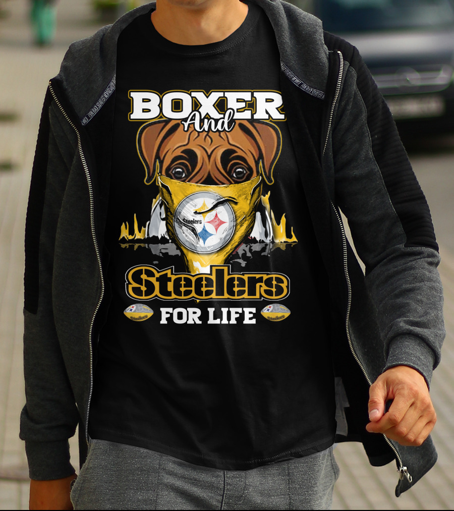 Boxer And Steelers For Life T-Shirt