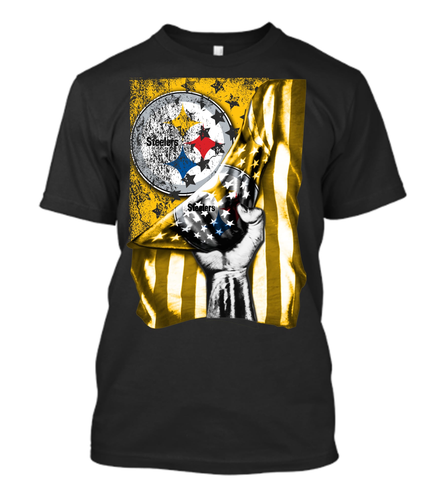 Steelers Logo Hand Yellow And Black Stripes Flag Pittsburgh Steelers T-Shirt