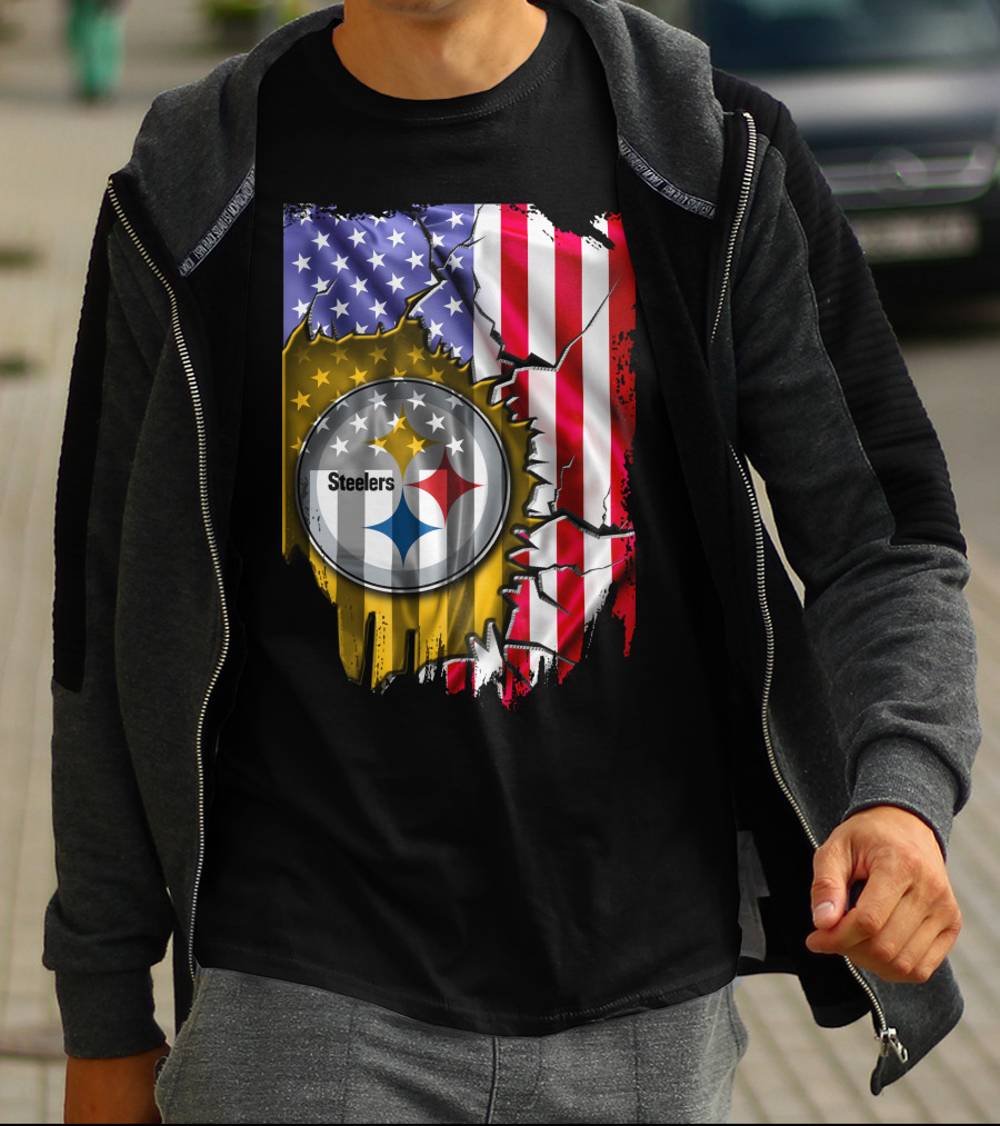 USA Flag Pittsburgh Steelers Logo V2 T-Shirt