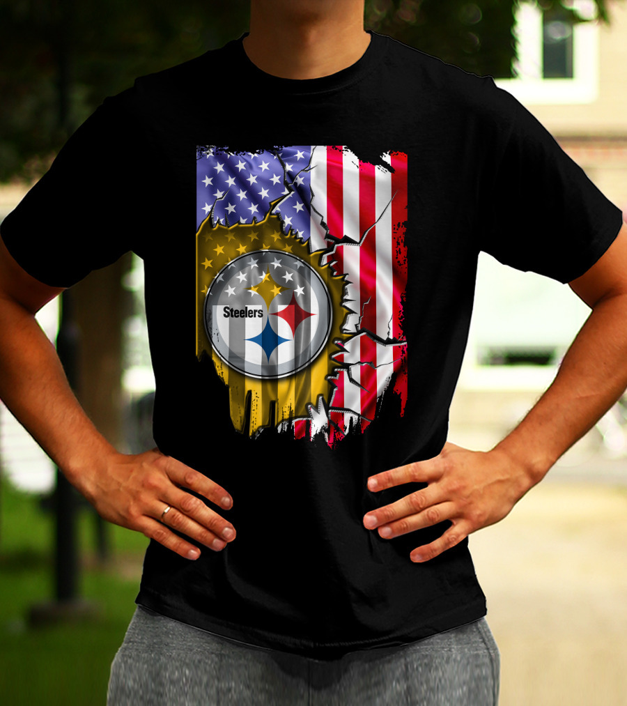 USA Flag Pittsburgh Steelers Logo V2 T-Shirt