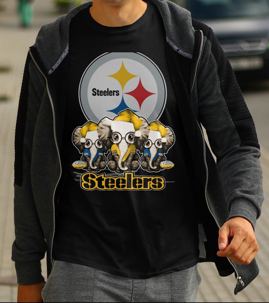 Pittsburgh Steelers Christmas Elephants T-Shirt