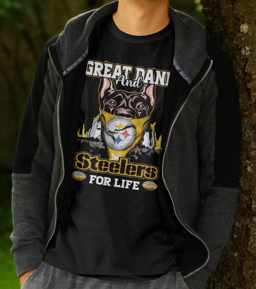 Great Dane And Steelers For Life T-Shirt