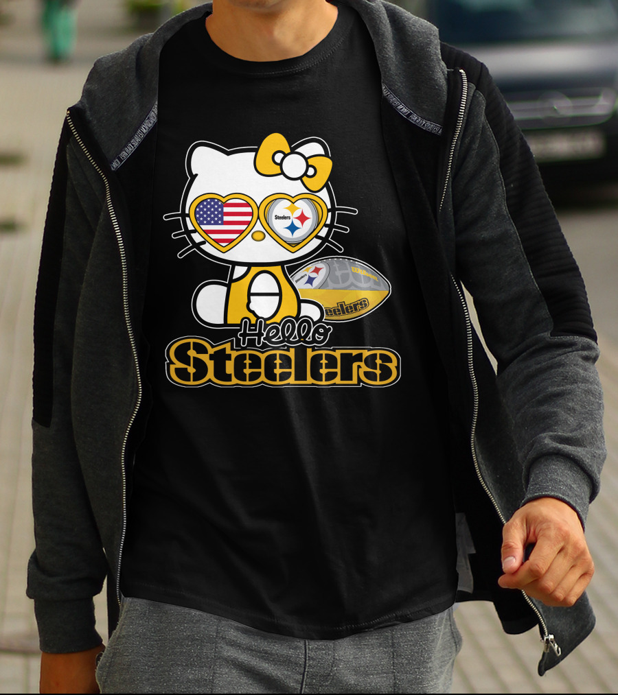 Hello Steelers Hello Kitty Pittsburgh Football T-Shirt