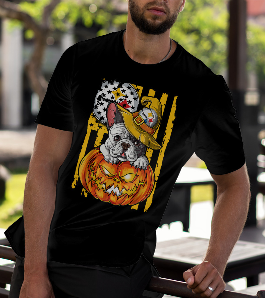Steelers Bulldog Halloween Pumpkin Pittsburgh T-Shirt