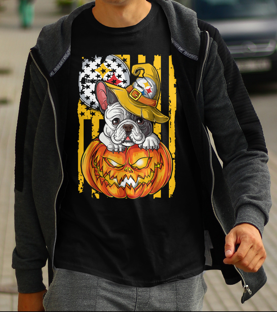 Steelers Bulldog Halloween Pumpkin Pittsburgh T-Shirt