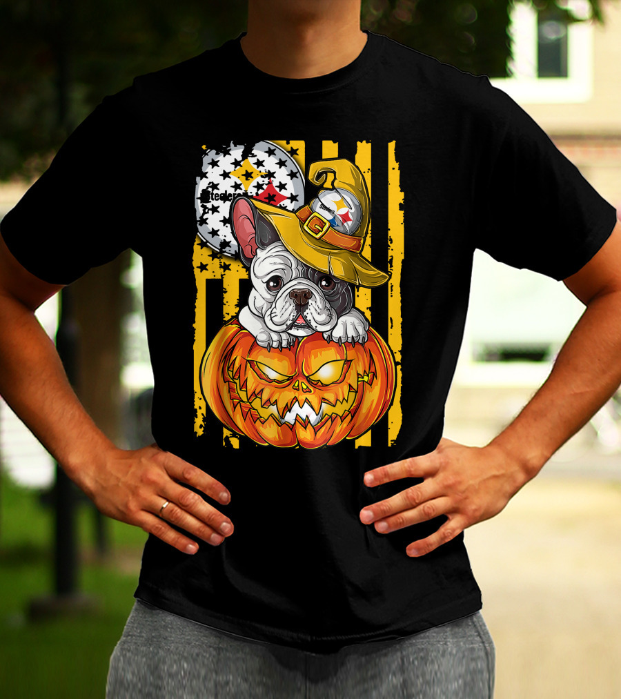 Steelers Bulldog Halloween Pumpkin Pittsburgh T-Shirt