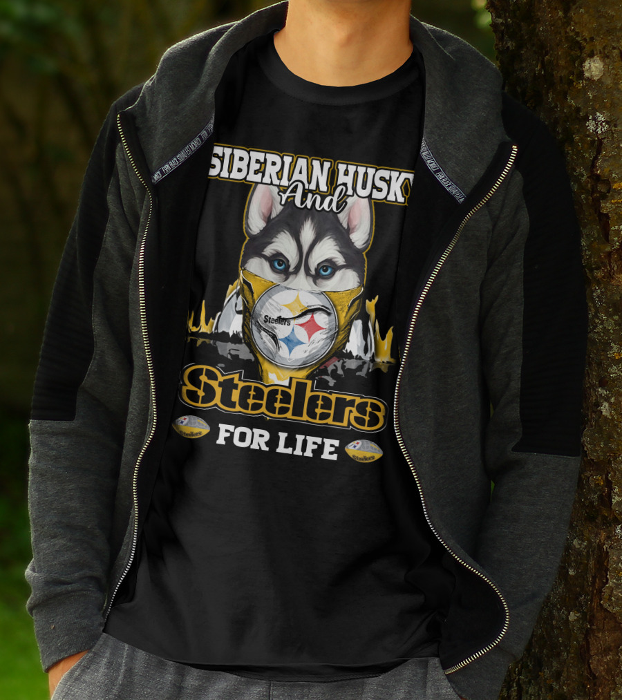 Siberian Husky And Steelers For Life T-Shirt