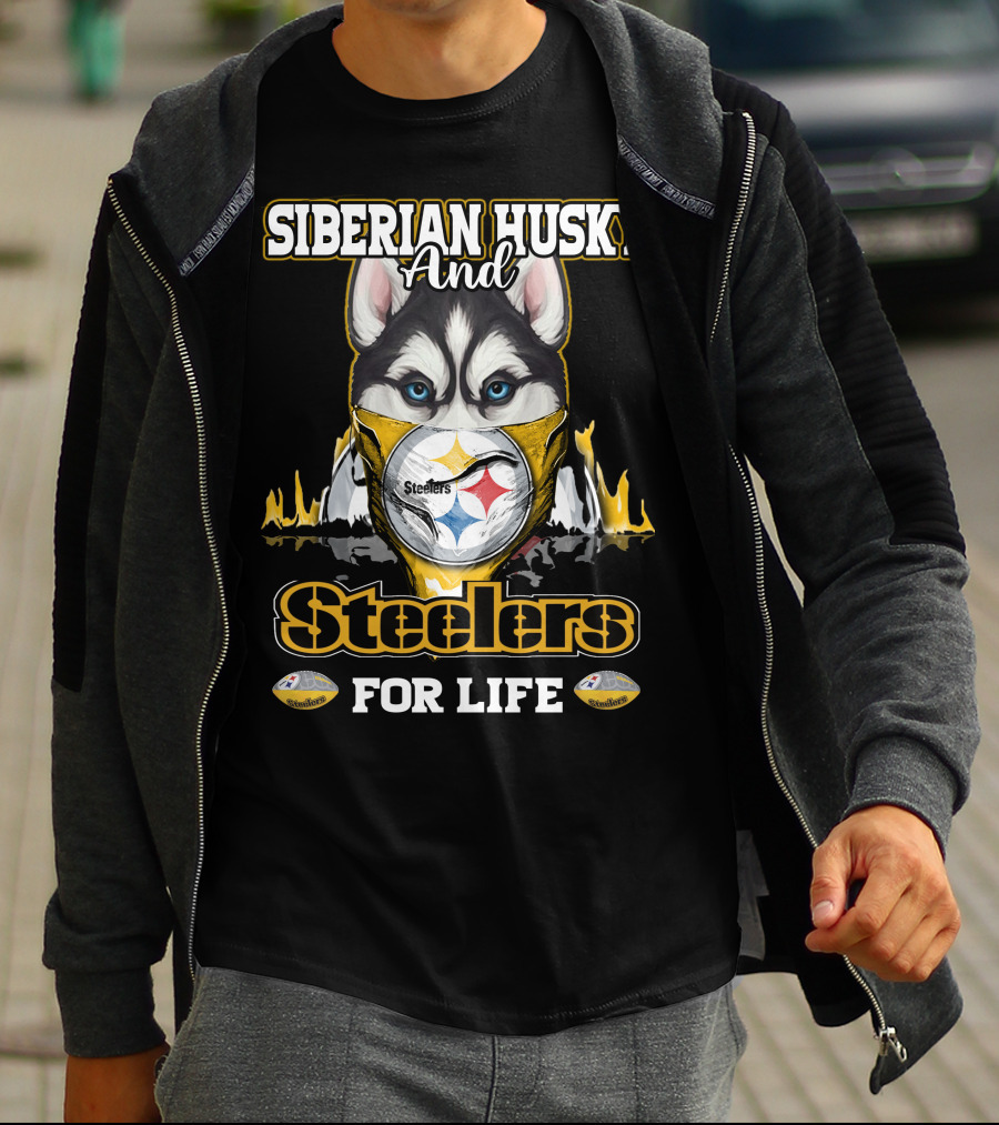 Siberian Husky And Steelers For Life T-Shirt