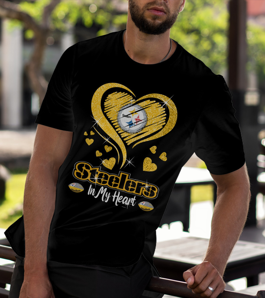 Steelers In My Heart Pittsburgh Sparkling Heart T-Shirt