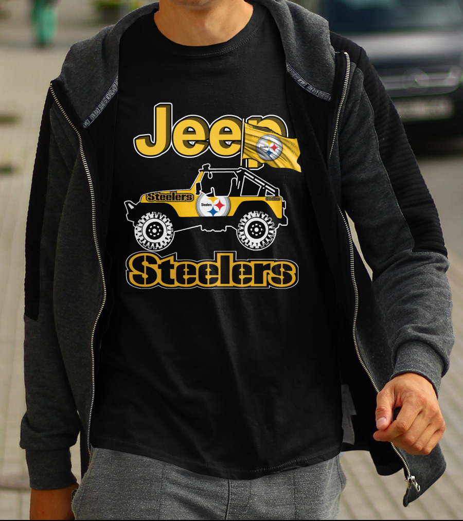 Jeep Pittsburgh Steelers Off-Road Adventure With Team Flag T-Shirt