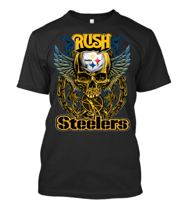 Rush Pittsburgh Steelers Skull Wings Chain T-Shirt