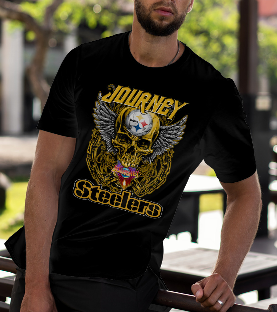 Journey Steelers Skull Wings Chain T-Shirt