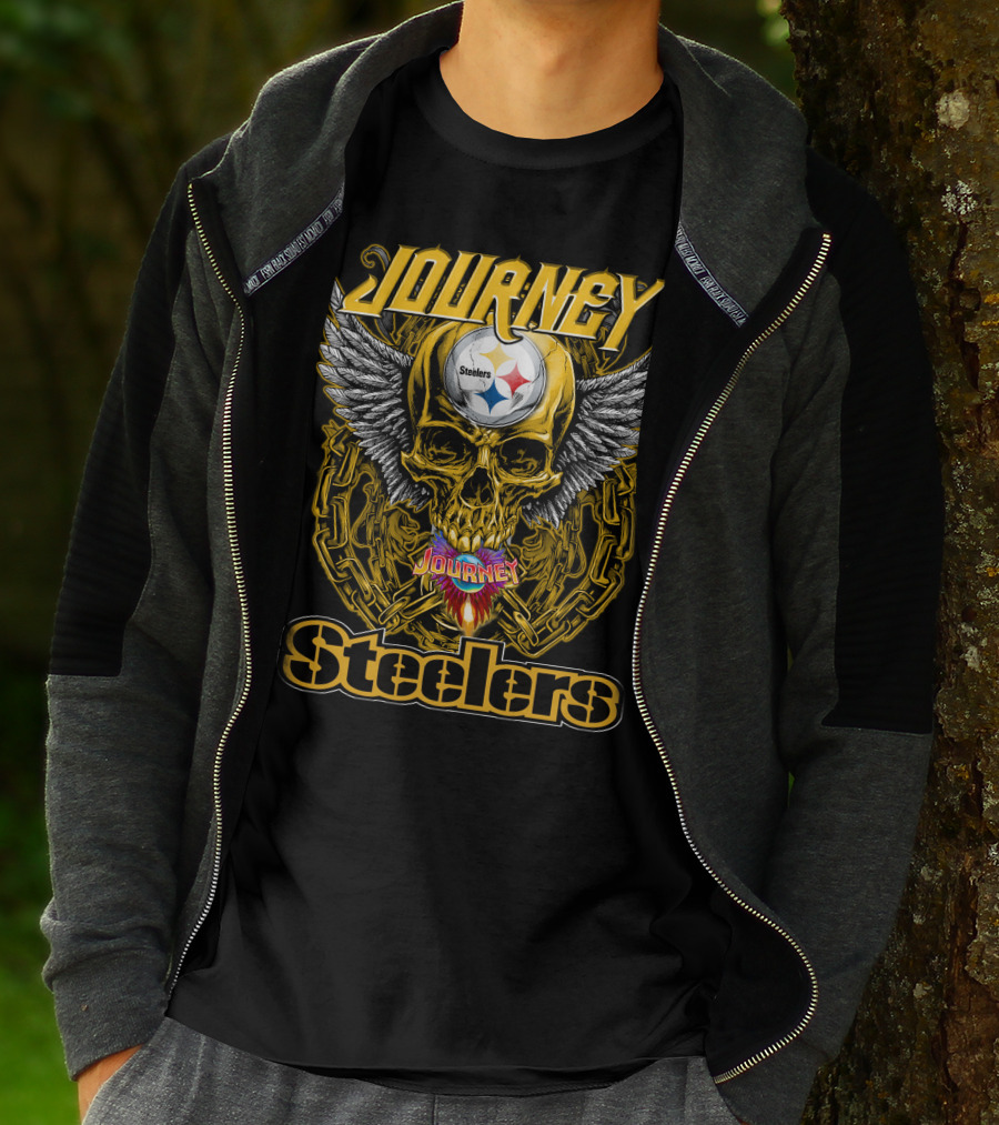 Journey Steelers Skull Wings Chain T-Shirt