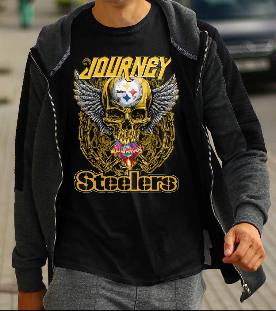 Journey Steelers Skull Wings Chain T-Shirt