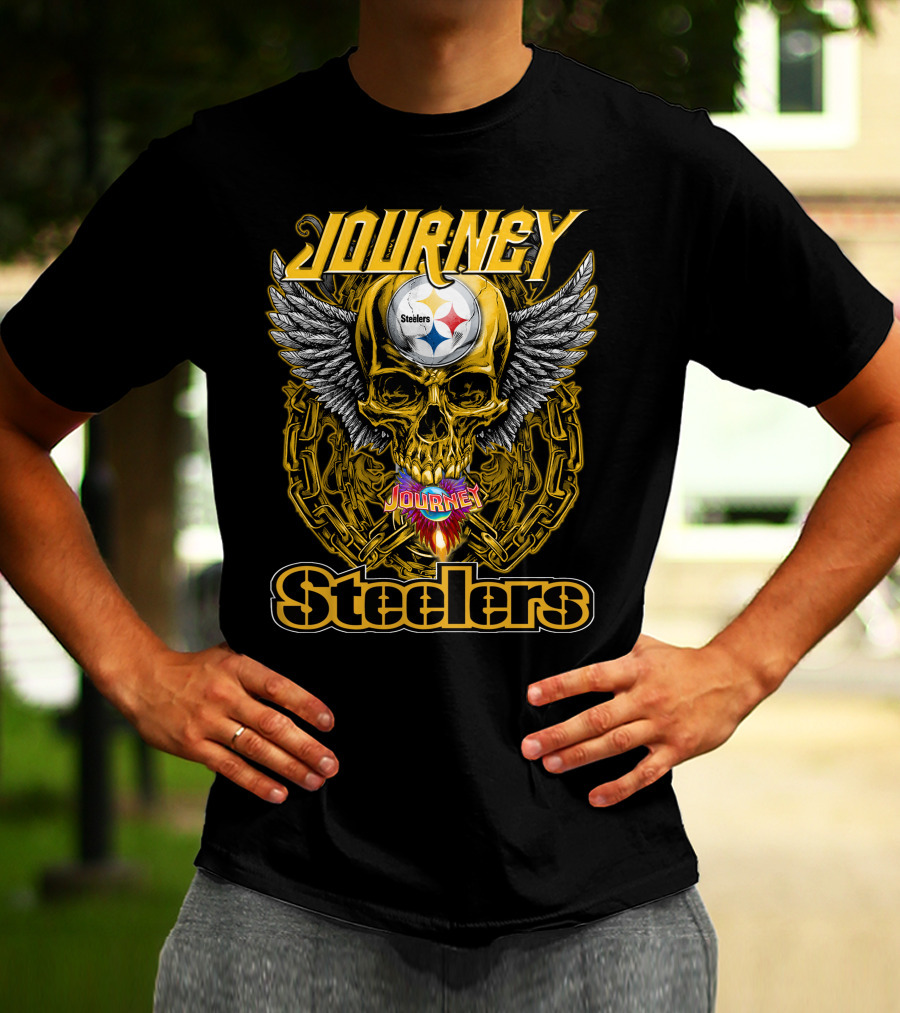 Journey Steelers Skull Wings Chain T-Shirt