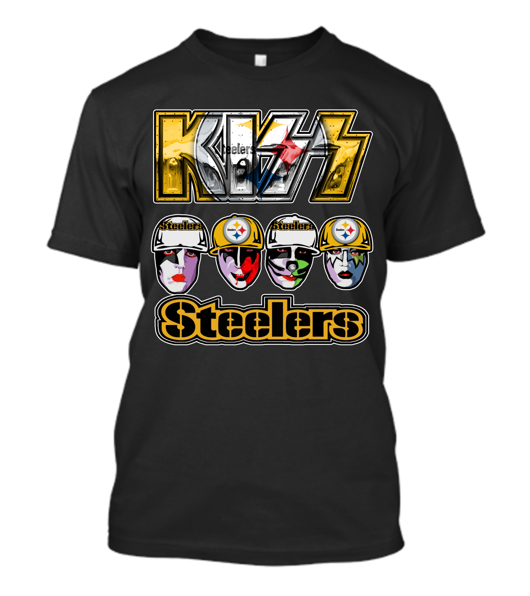 Kiss Steelers Pittsburgh Faces In Helmets T-Shirt