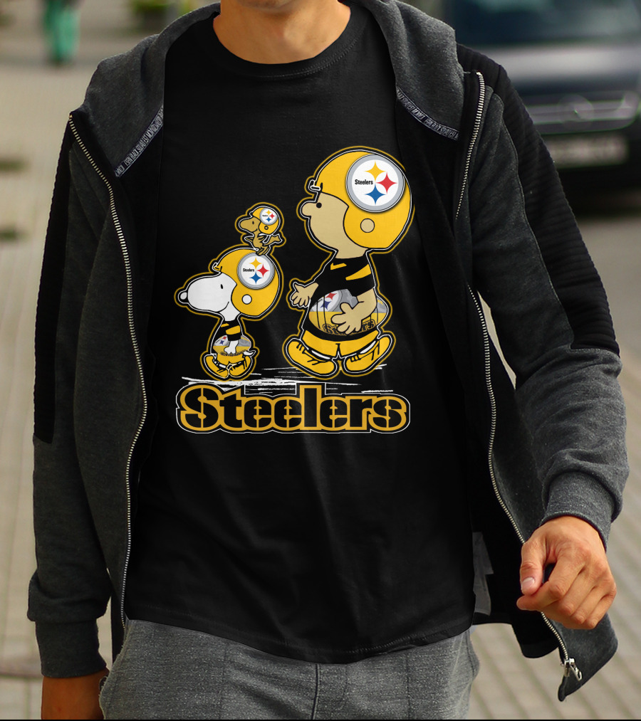 Snpfootball Pittsburgh Steelers Charlie Brown And Snoopy Peanuts Steelers Helmets T-Shirt