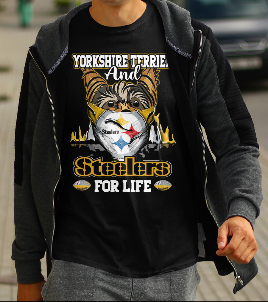 Yorkshire Terrier And Steelers For Life T-Shirt