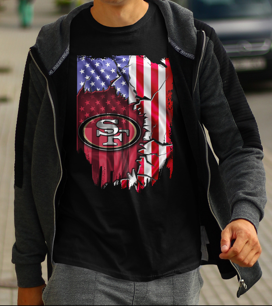 San Francisco 49ers American Flag V2 T-Shirt