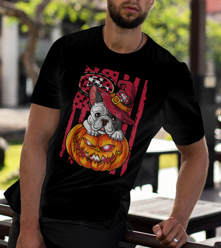 Hlw Bulldog San Francisco 49ers Halloween Pumpkin T-Shirt
