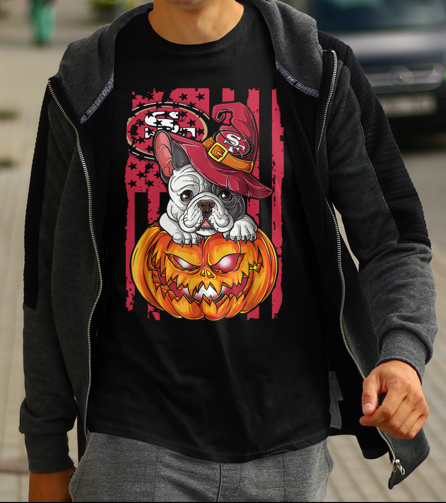 Hlw Bulldog San Francisco 49ers Halloween Pumpkin T-Shirt